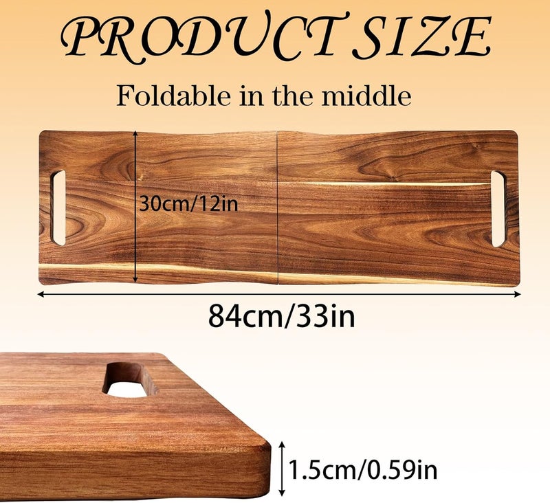 SHANDERBAR Large Charcuterie Board with Handles – 33 x 12 Inch Extra Large Acacia Wood Foldable Long Serving Tray – Portable Big Cheese Board and Long Cutting Board for Appetizers, Party, or Travel - Image 2